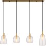 Globo Pendelleuchte mit 4 klaren Glasschirmen und Messingdetails. Moderne Hängeleuchte für E14 Leuchtmittel.
