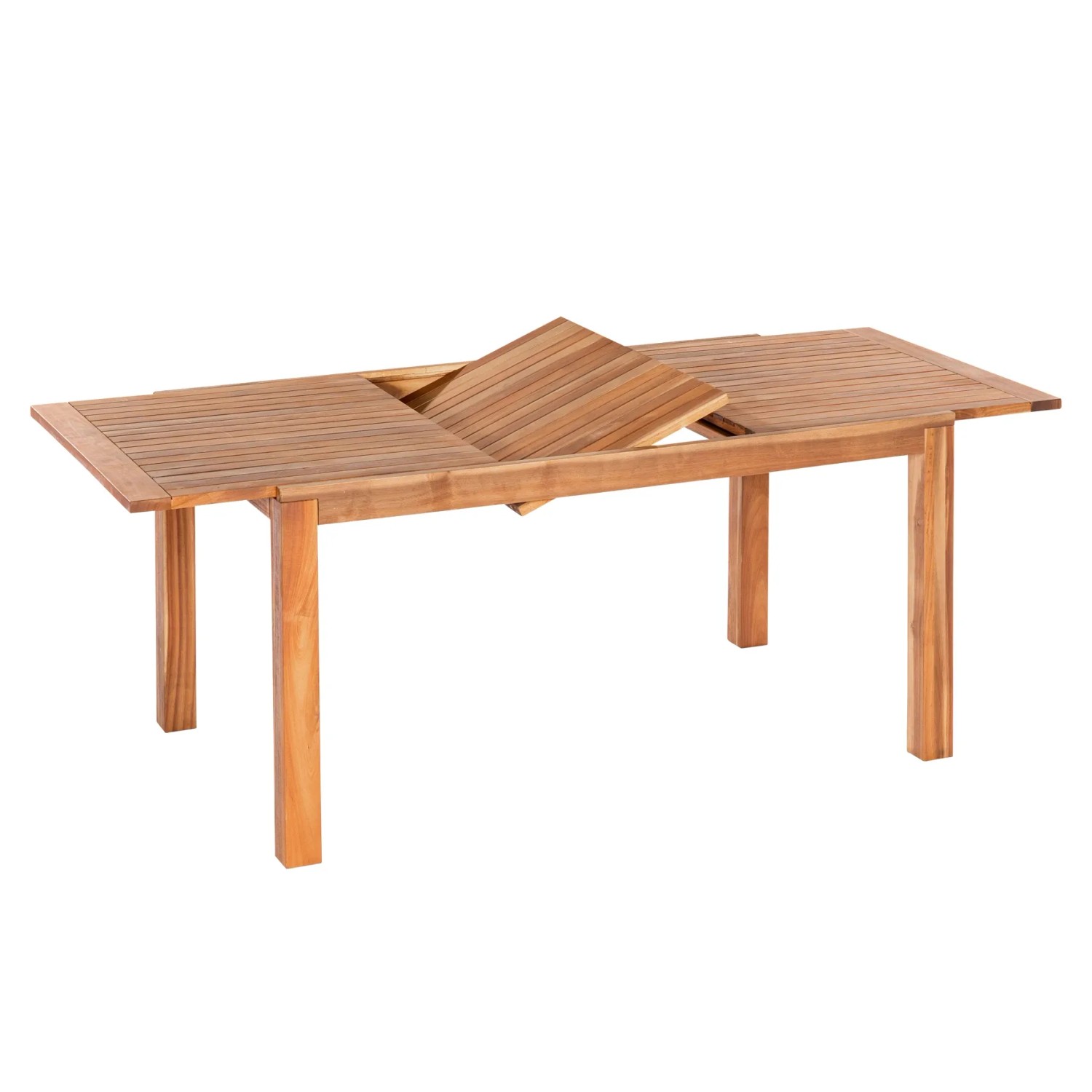 Ausziehbarer Gartentisch aus Akazienholz, Teil des 5-tlg. Merxx Capri Gartenmöbel-Sets.