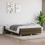 Dunkelbraunes vidaXL Boxspringbett 140x200 cm mit Matratze und Topper.