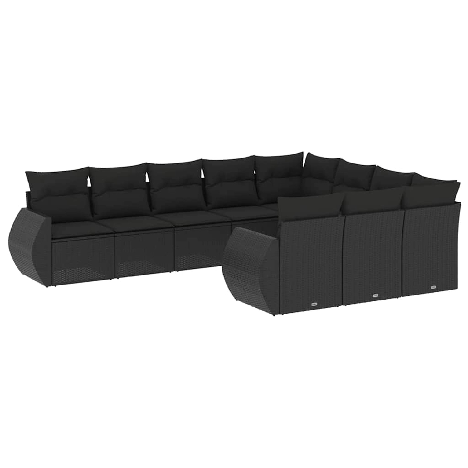 vidaXL 10-Tlg Garten-Sofagarnitur mit Kissen Schwarz Poly Rattan 3254222 günstig online kaufen