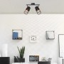 Schwarzes, 2-flammiges Spotrondell Kamolo von Brilliant, mit schwenkbaren Spots und offenem Lampenschirm.