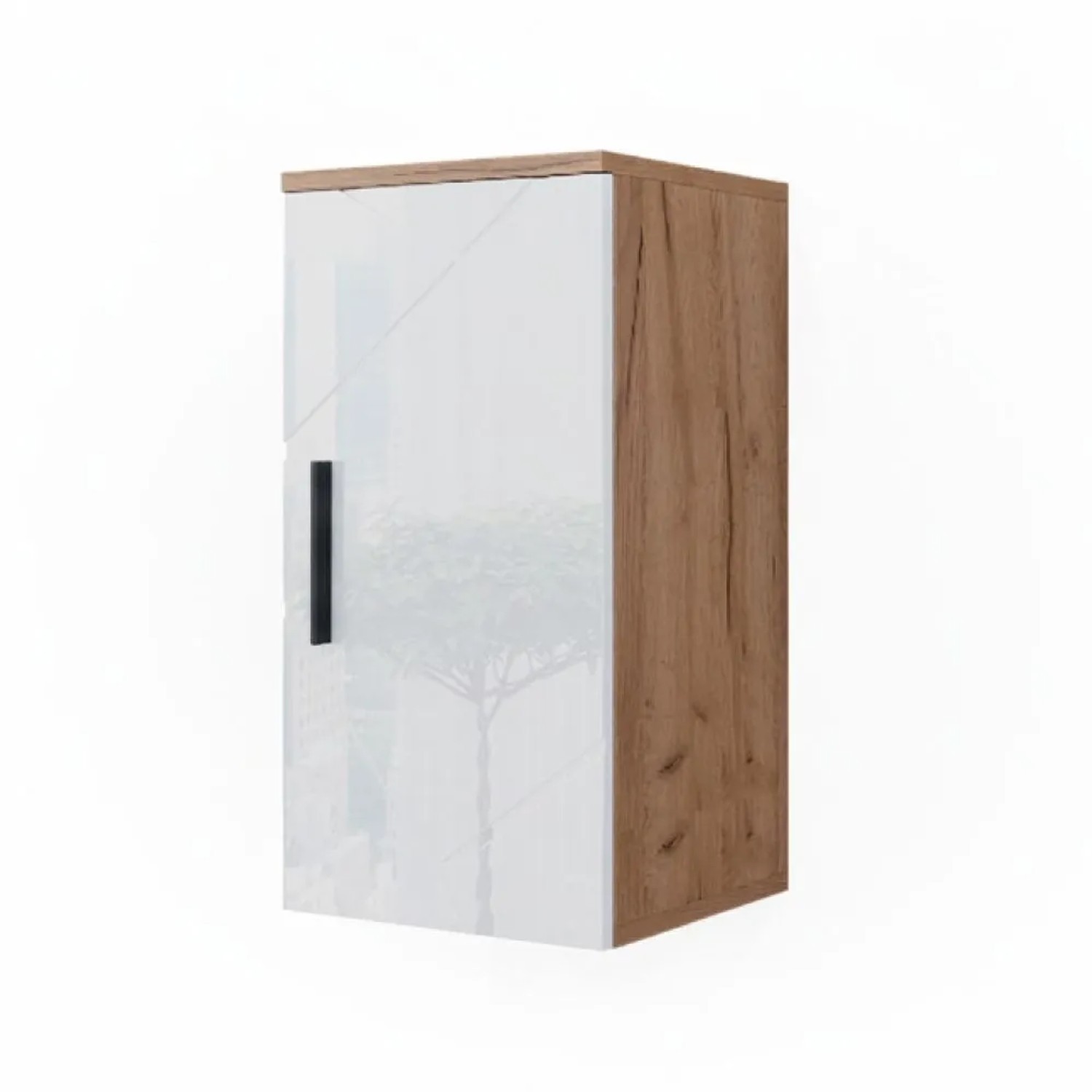 Vicco Badschrank Irma Weiß Hochglanz Goldkraft Eiche 30 x 59 mit Regal