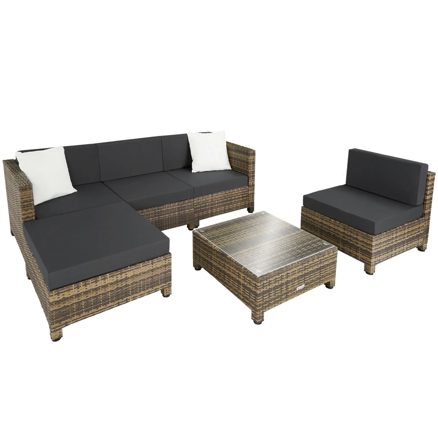 Tectake Aluminium Rattan Lounge  Wetterfest und Uv Beständig Dicke Der Polster 10 cm  64 x 72 x 64 cm Natur