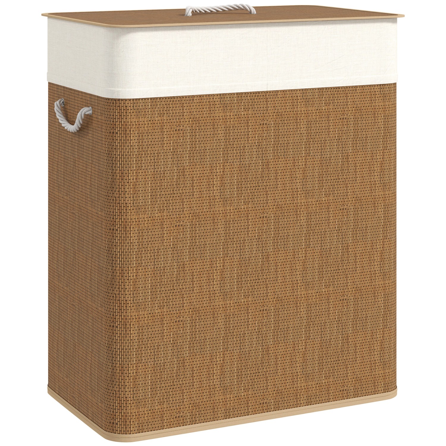 HOMCOM Wäschekorb Bambus 52L x 32B x 63H cm Braun