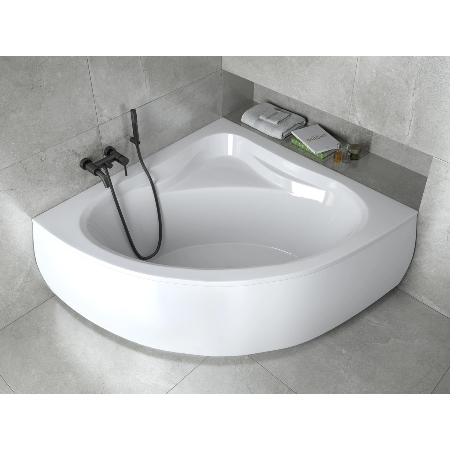 Bad Land Badewanne Eckwanne MIA 120x120 Ablauf Füße_3