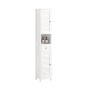 SoBuy Badschrank FRG236-W, weißes Holz, mit Lamellentüren, offenem Fach und Schublade.