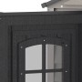 Detailansicht: Anthrazitfarbenes Kunststoffgerätehaus Duramax StoreMax mit Fenster und Riegel.