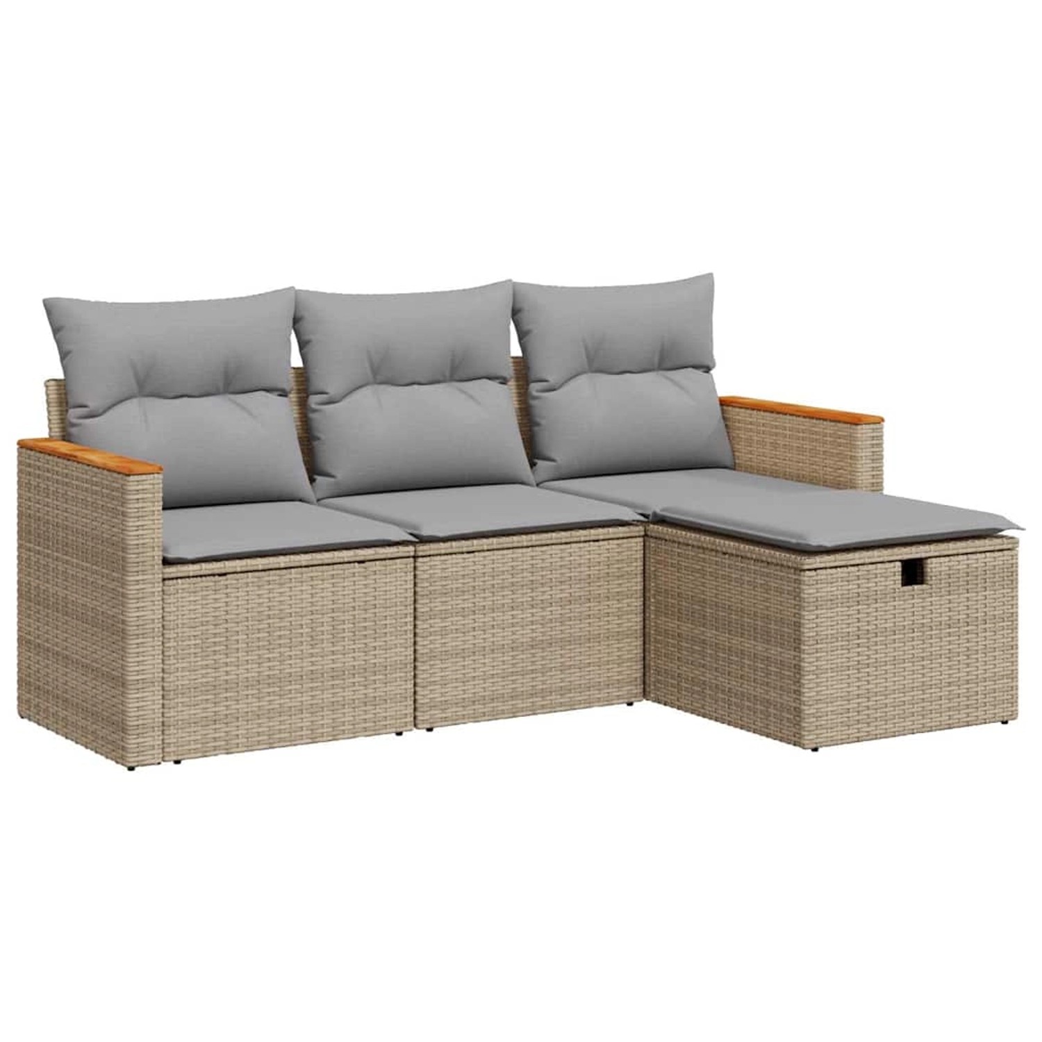 vidaXL 4-Tlg Garten-Sofagarnitur mit Kissen Beige Poly Rattan 3325895 günstig online kaufen