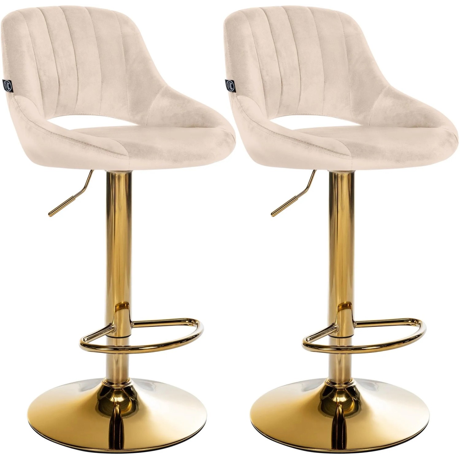 CLP 2er Set Barhocker Milet Samt Metall Gold/Creme