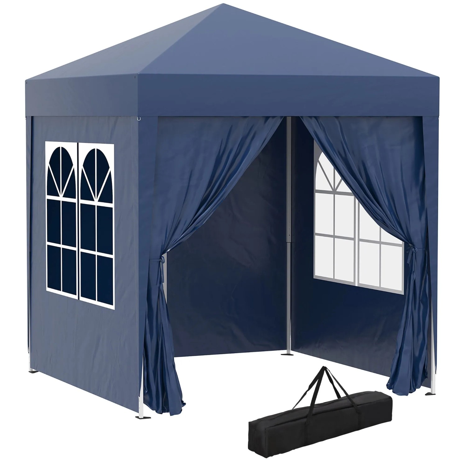 Furnicato Faltpavillon Bierzelt 2x2m Blau Mit 4 Abnehmbaren Seitenwänden
