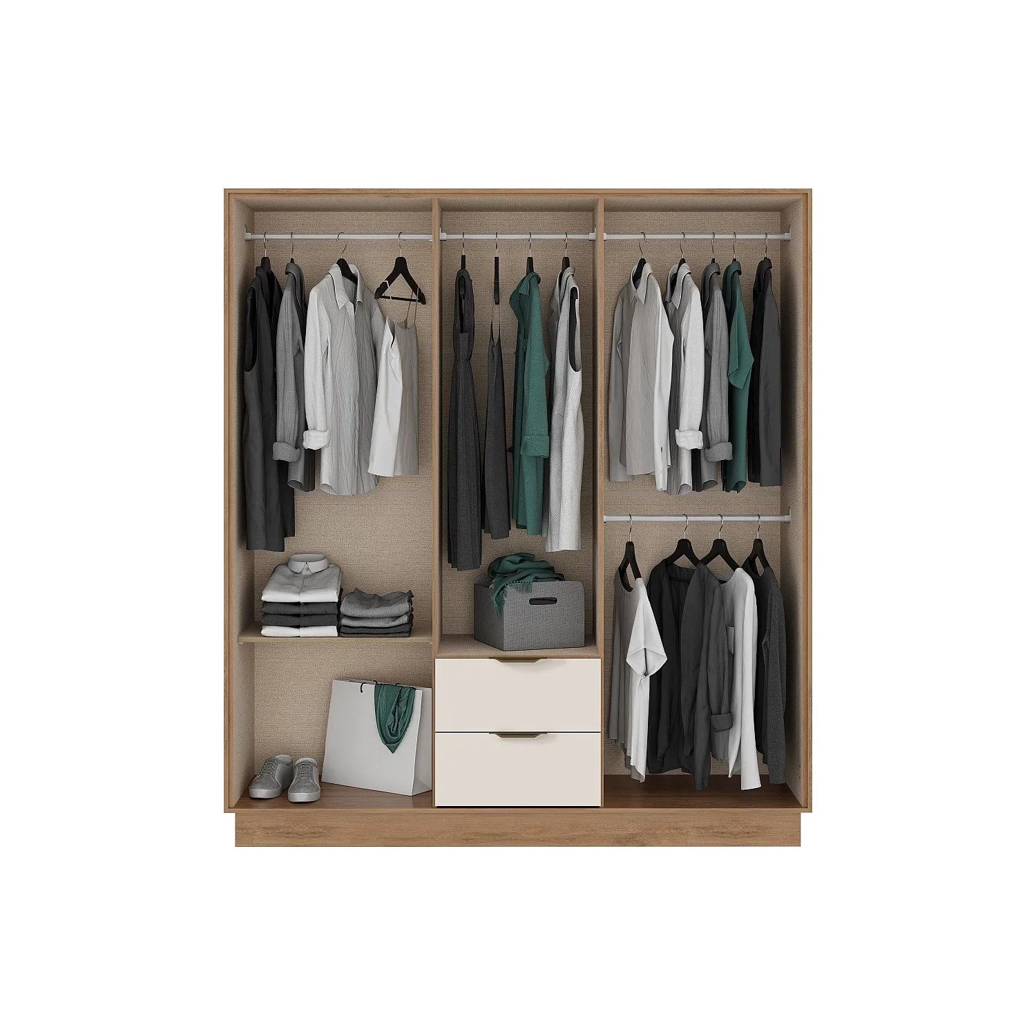 Vente-unique Kleiderschrank Feova Beige  Naturfarben Hell 162 cm