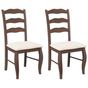 vidaXL Esszimmerstühle mit Kissen 2 Stk Braun Massivholz Gummibaum 4102491