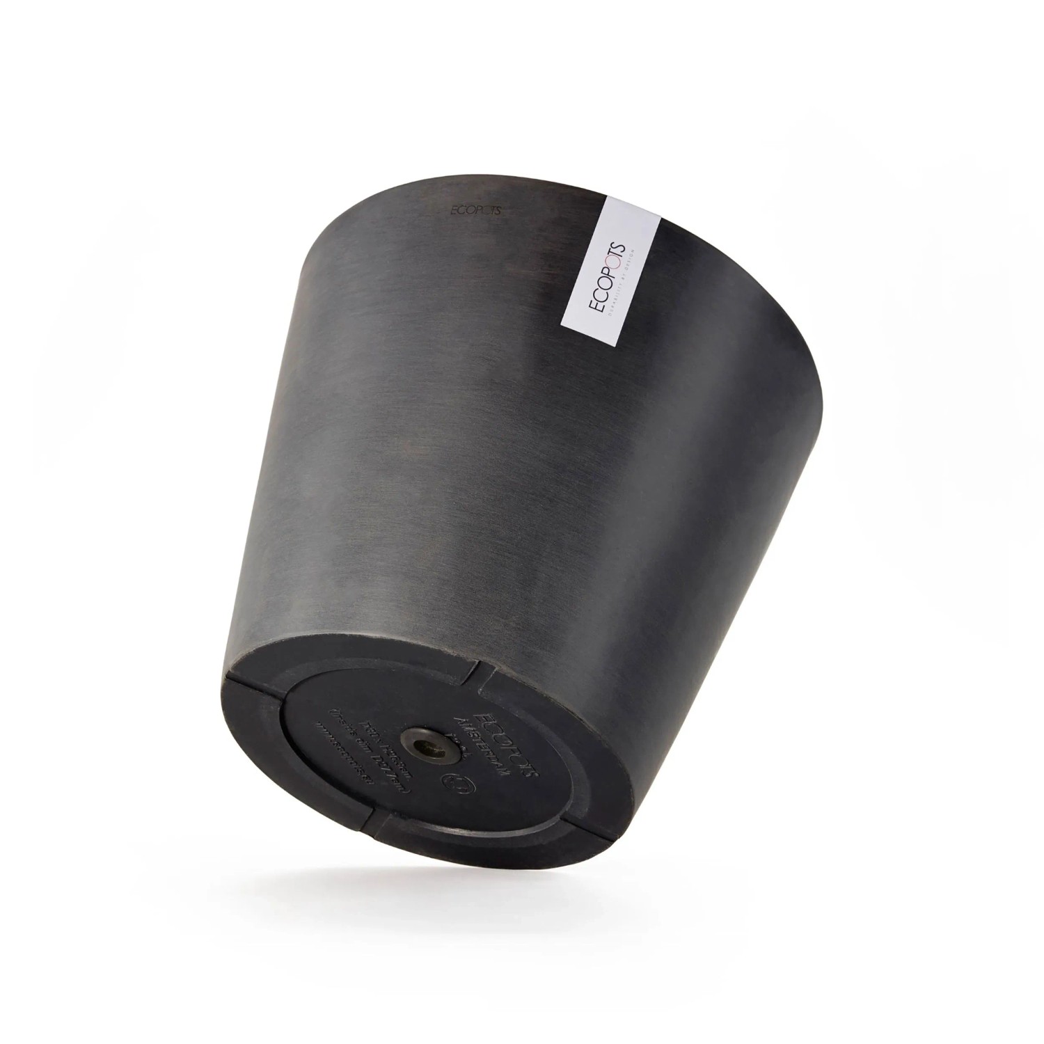Dunkelgrauer Ecopots Pflanztopf Amsterdam, Ø 40 cm, für Innen- und Außenbereich.