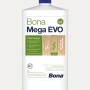 Bona Mega Evo 1k-Wasserlack für Holzböden, seidenmatt, in weißer 1L Flasche. Kratz- & verschleißfest.