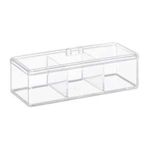 Relaxdays Teebox Kunststoff Transparent mit 3 Fächern 23 cm x 9 cm x 9,5 cm 0,27 kg