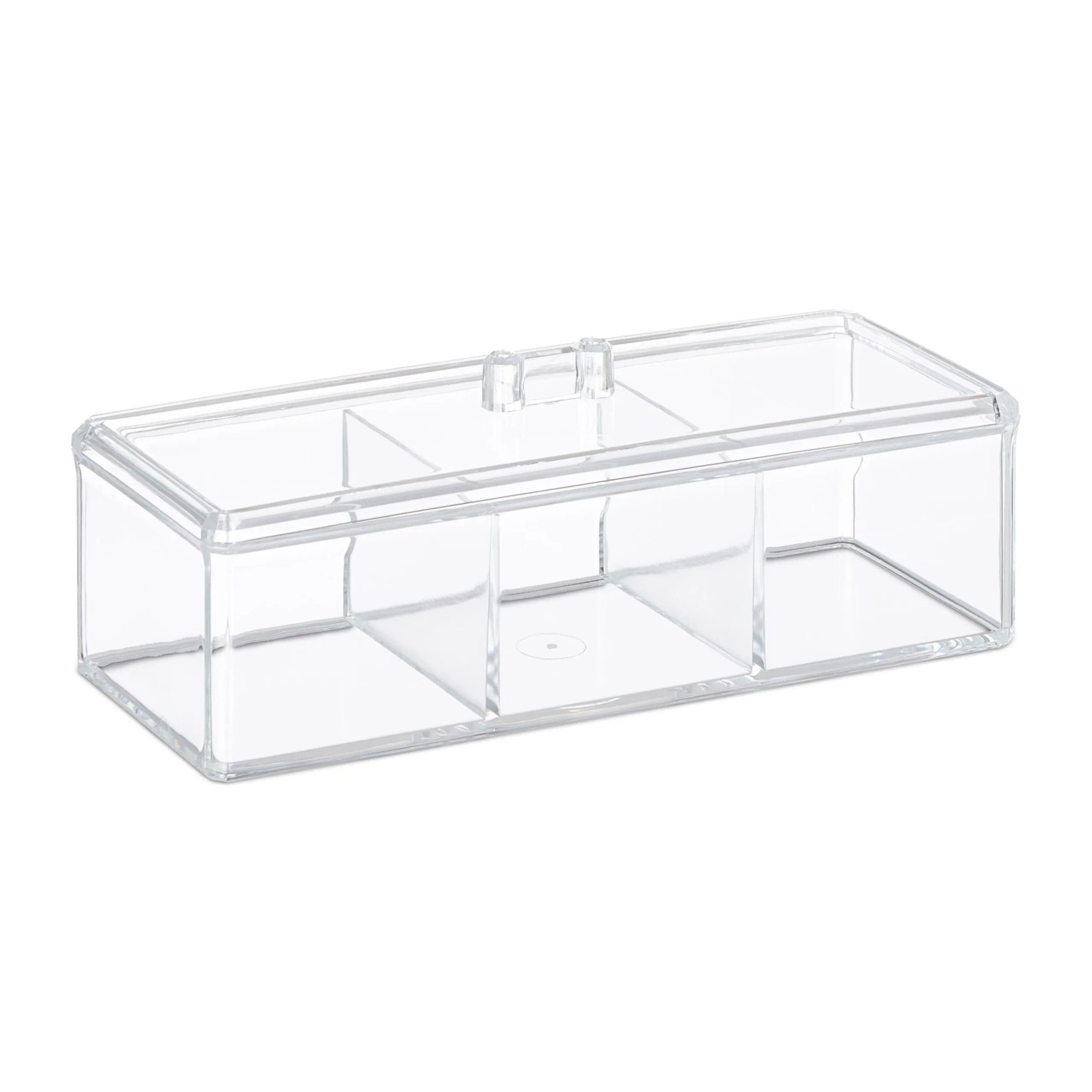 Relaxdays Teebox Kunststoff Transparent mit 3 Fächern 23 cm x 9 cm x 9,5 cm 0,27 kg