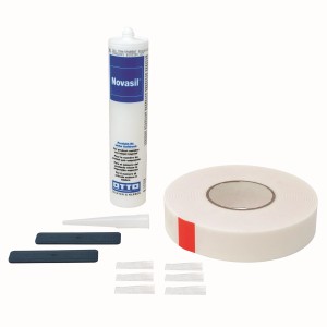 Schulte Montageset für DecoDesign Duschrückwand mit Kleber, Montagekeilen und Klebeband.