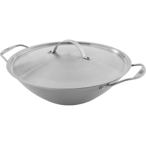 Weber Crafted Wok mit Deckel, Edelstahl, für asiatische Grillgerichte.
