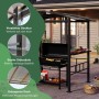 Costway Grillpavillon mit Grill, Seitenregalen und Haken in Schwarz. Ideal für Outdoor-Grillabende.