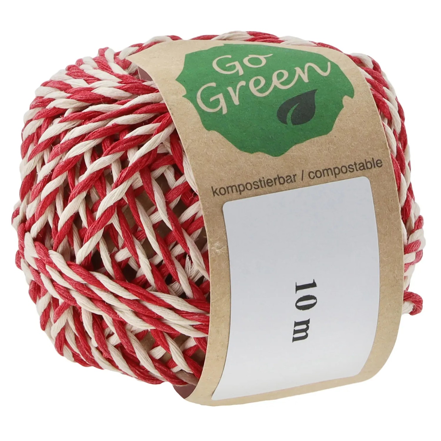 Weihnachts-Deko Kordel Gedreht Knäuel 10 m Beige-Rot