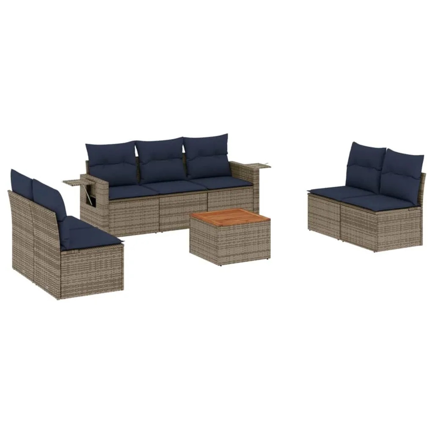 vidaXL 8-Tlg Gartensofa-Set mit Kissen Grau Polyrattan 3224521 günstig online kaufen