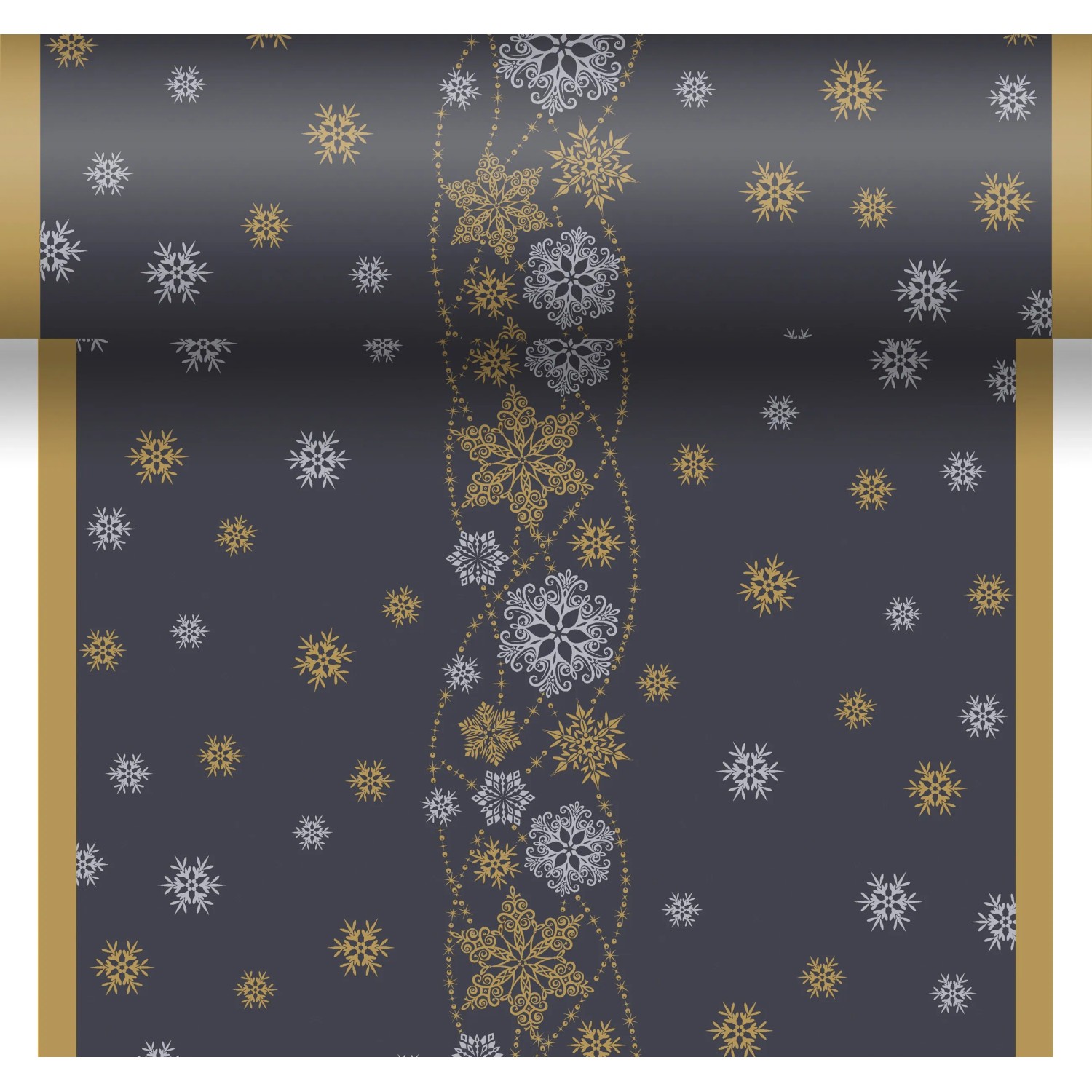Duni Tischläufer Dunicel 3in1 Snow Glitter 0,4 m x 4,8 m Schwarz