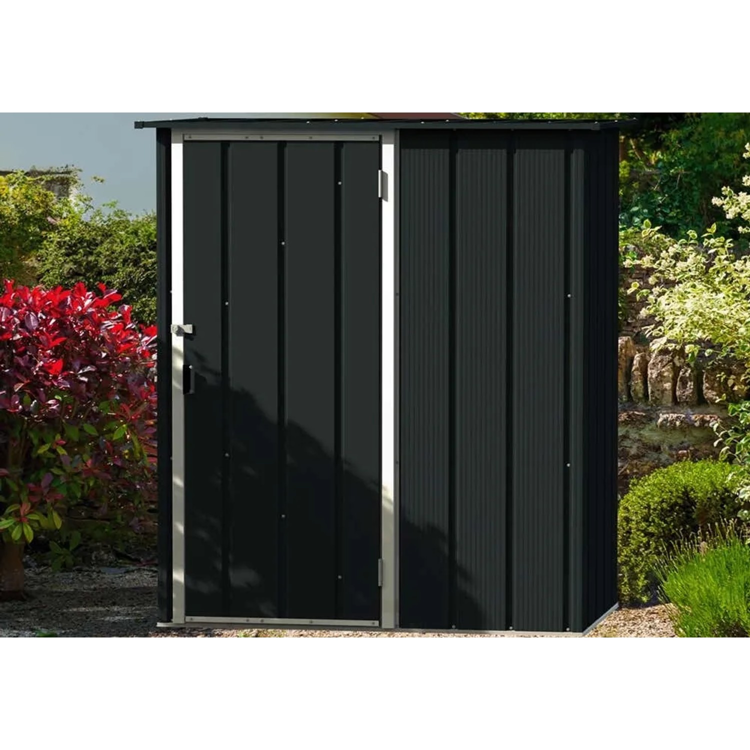 DURAMAX Metall-Gerätehaus Easy 1,5x0,9m in Anthrazit, ideal für Garten oder Terrasse.