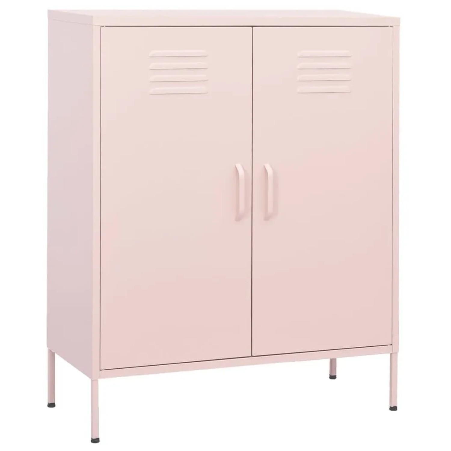 DELUKE Sideboard KEVI Metall Rosa 80x35x101,5cm Stahl Flurschrank Metallschrank Lagerschrank Beistellschrank Wohnzimmer