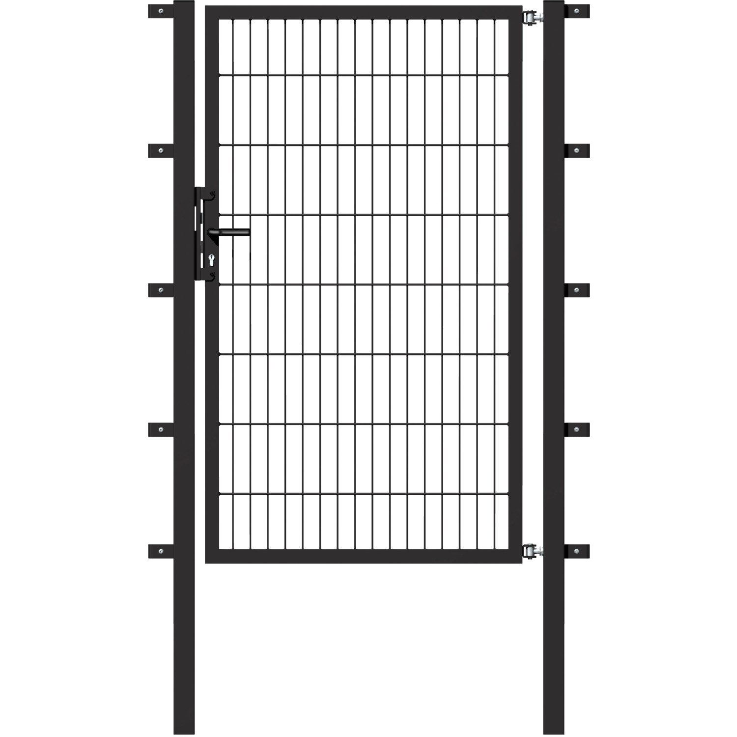 Metallzaun Einzeltor für Doppelstabmatte Anthrazit 180 cm x 100 cm
