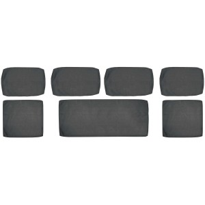 Anthrazitfarbenes Kissenhüllen-Set (7-teilig) für Junee Lounge-Sofa, Wicker-Optik.