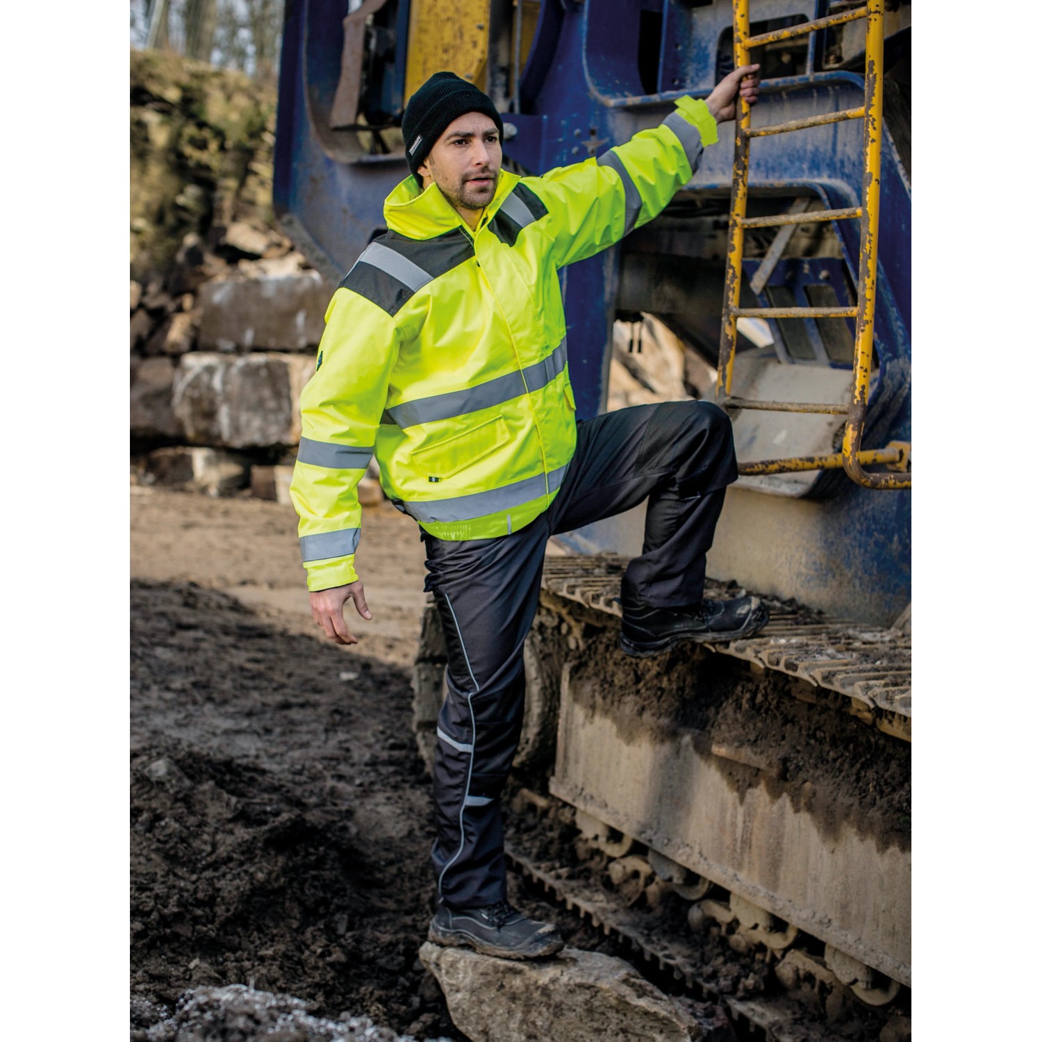 Gelbe Piloten Warnschutzjacke TT Job Gr. XL mit Reflexstreifen für hohe Sichtbarkeit.