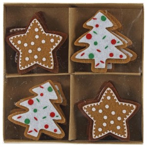 8er-Set Filz Streuteile: Sterne und Tannenbäume, ca. 5 cm, Weihnachtsdeko.