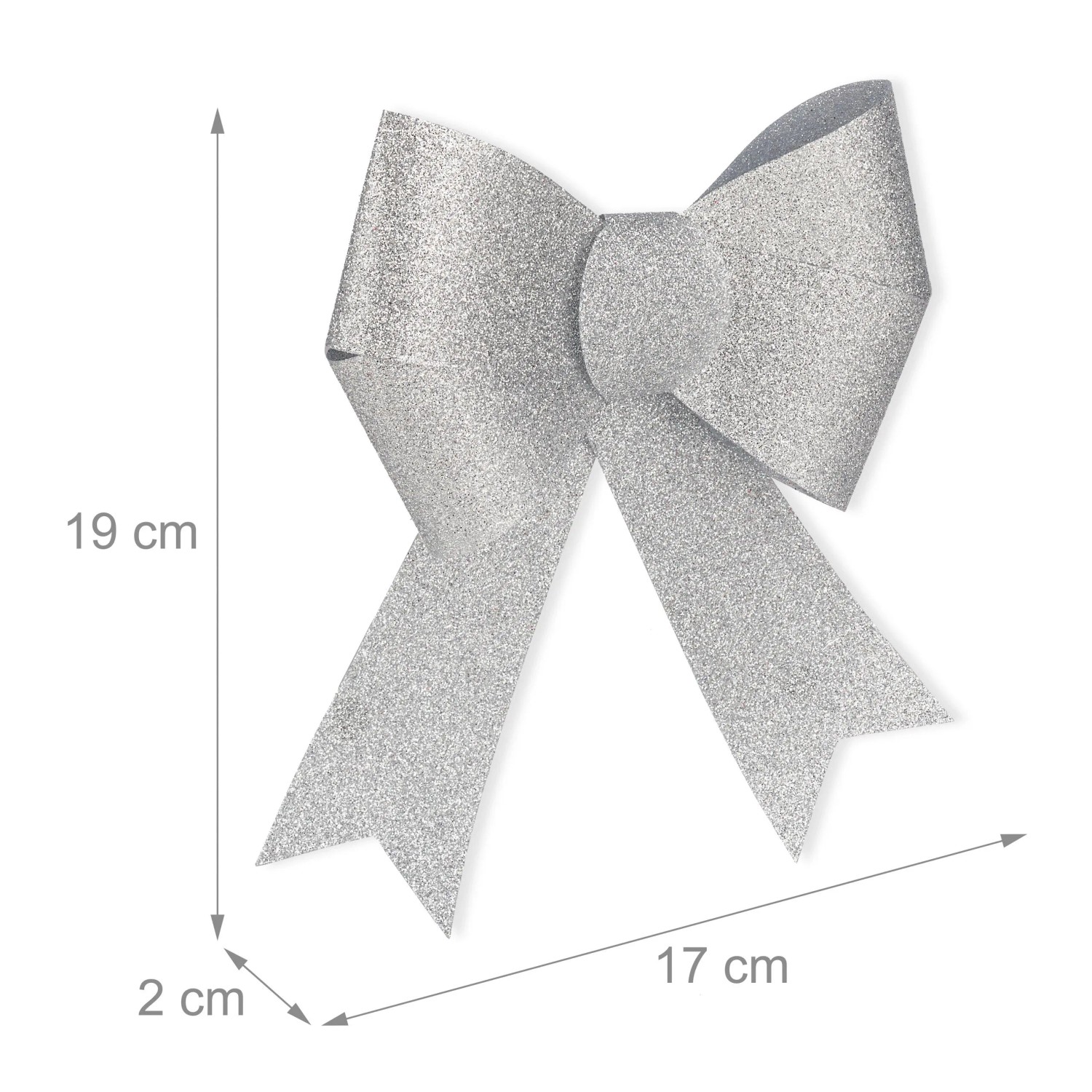 Relaxdays Geschenkschleife 10er Set Kunststoff Silber 19 cm x 17 cm x 2 cm_4