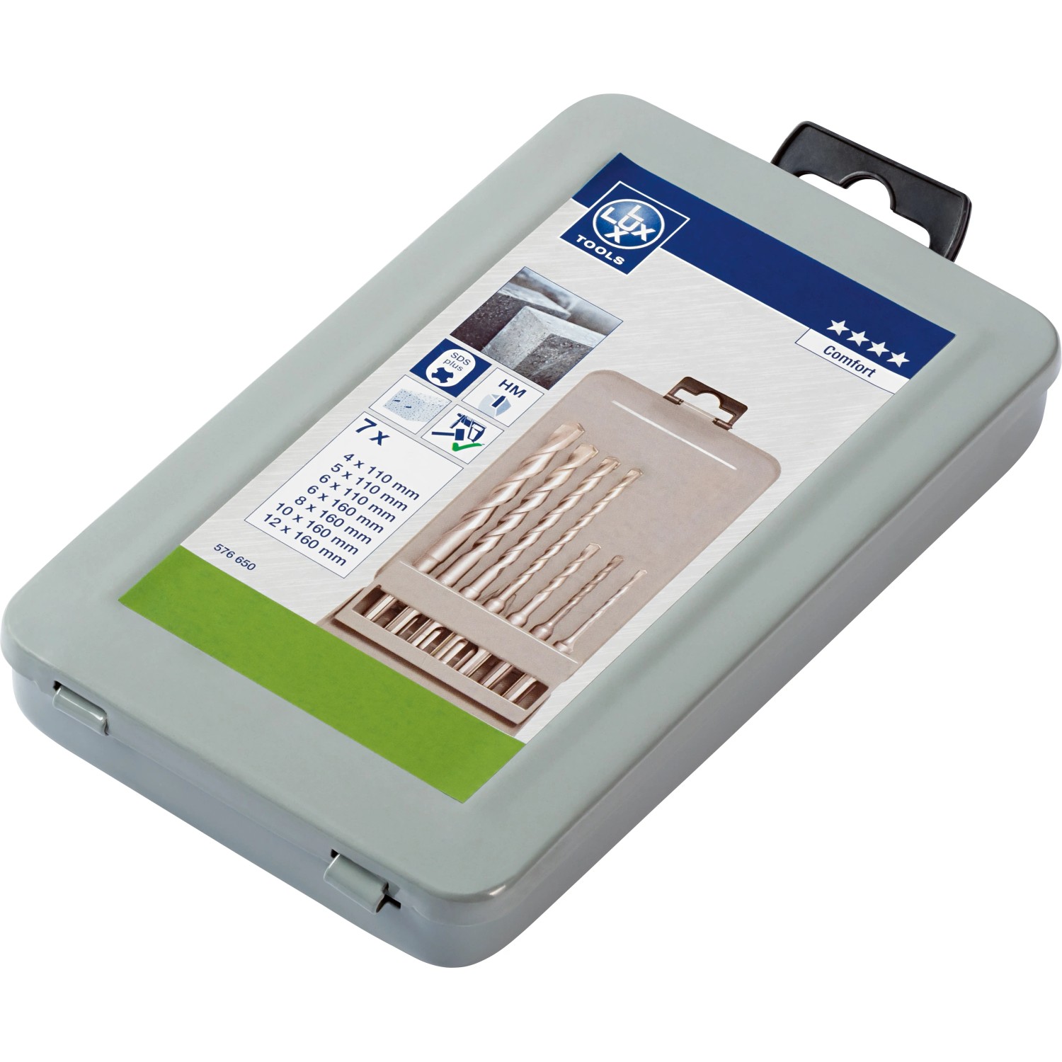 LUX Betonbohrer-Set Comfort SDS-Plus, 7-teilig im grauen Koffer. Bohrersets für Stein, Beton und Mauerwerk.