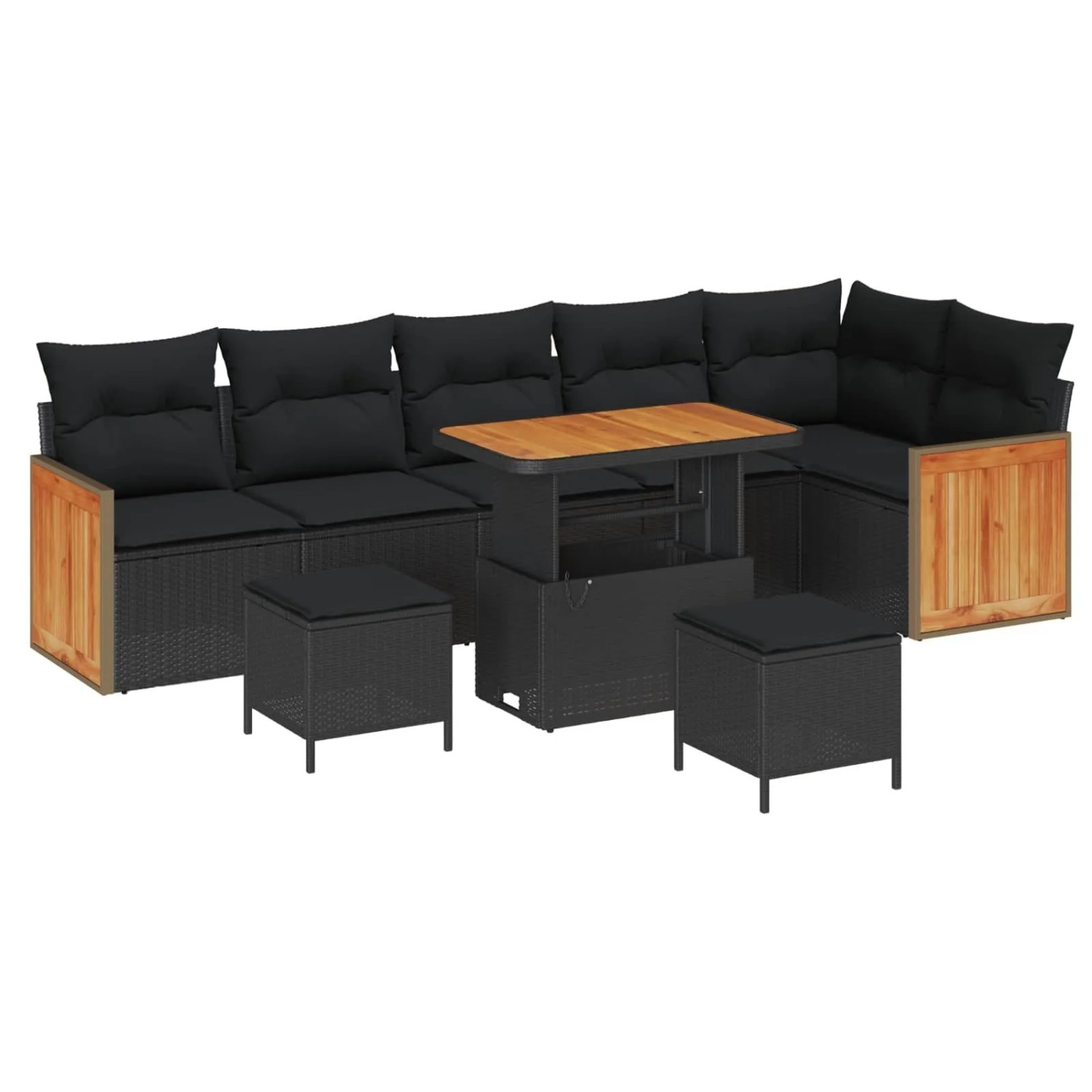 vidaXL Gartensofa-Set mit Kissen 11 Stk Schwarz Poly-Rattan 3365274 günstig online kaufen