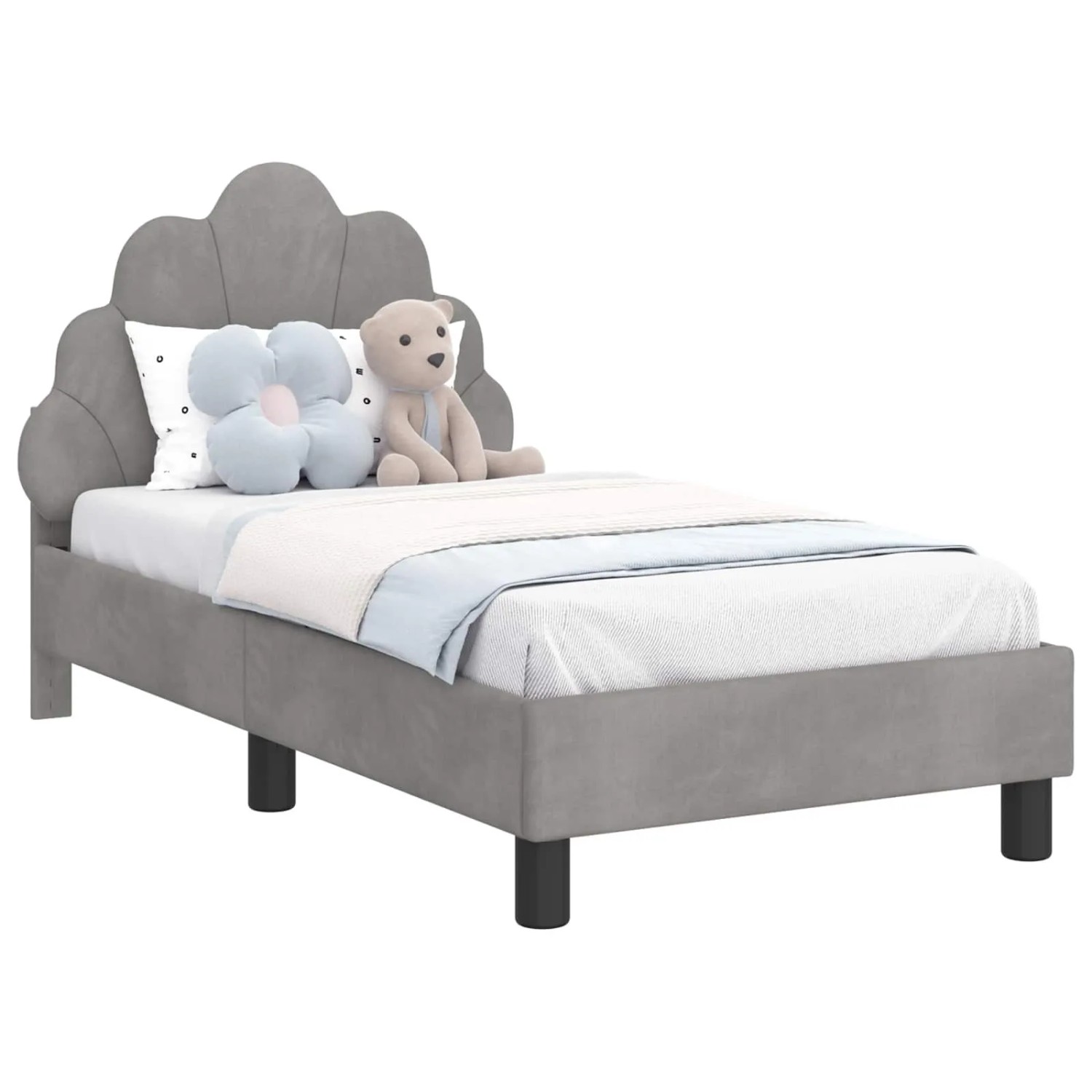 vidaXL Kinderbettgestell mit Kopfteil Hellgrau 70 x 140 cm Samt 42011134 günstig online kaufen