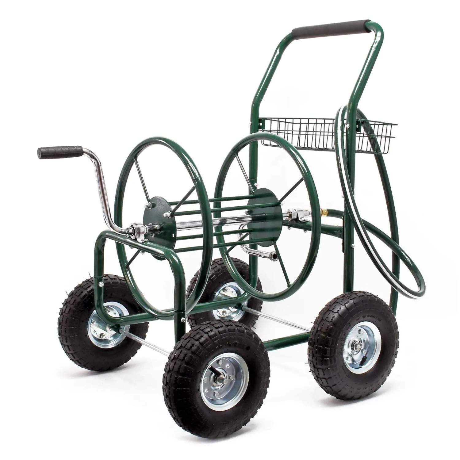Wiltec Schlauchwagen 16Mm Gartenschlauch 76M Anschluss 19Mm 4 Räder Aufroller_2
