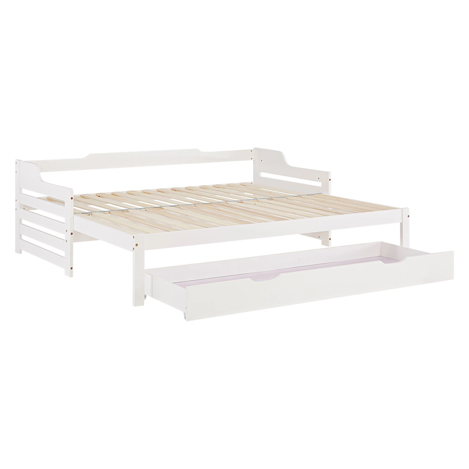Homestyle4u Tagesbett Ausziehbett 90x200 cm mit Bettkasten mit Matratze 3077
