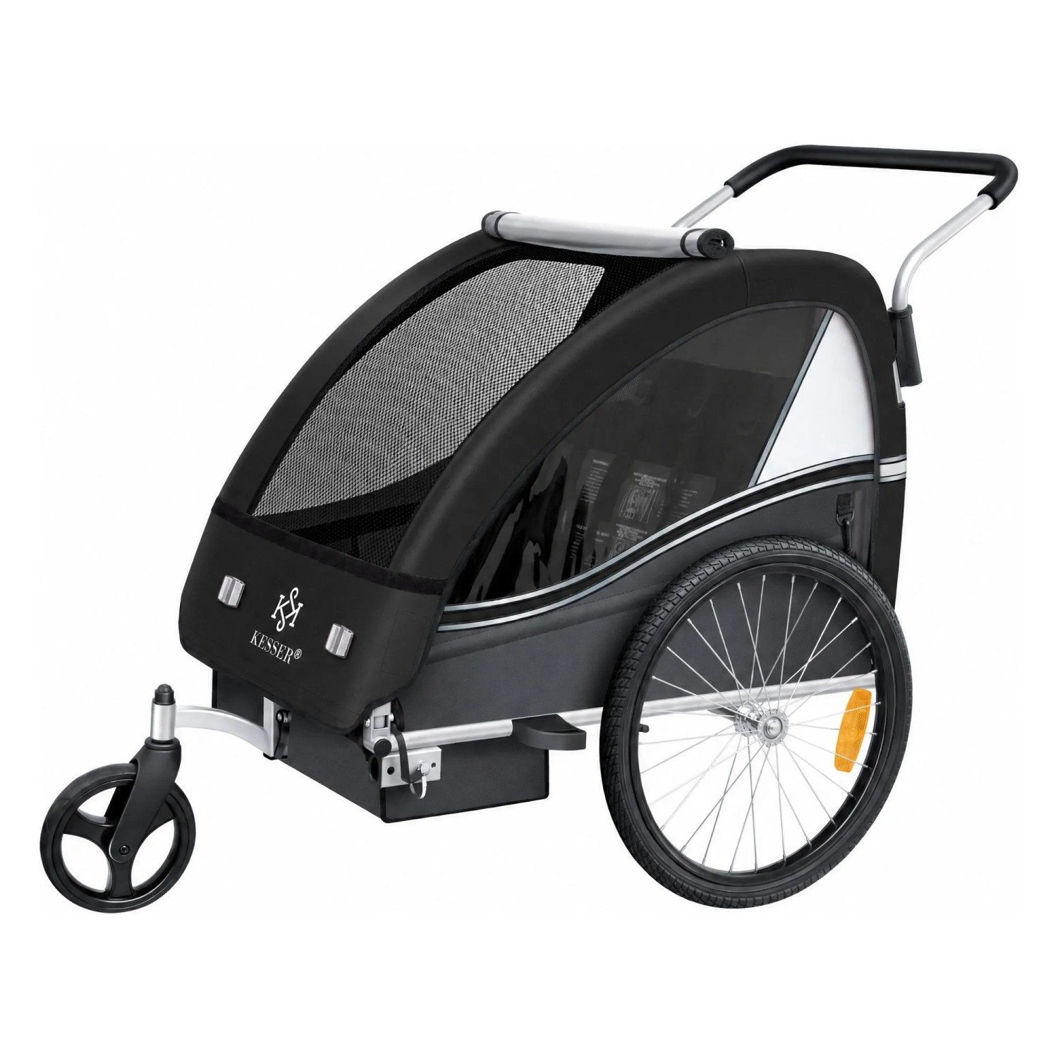 KESSER Kinderfahrradanhänger Sport RX 2 In 1 Fahrradanhänger und Jogger Schwarz