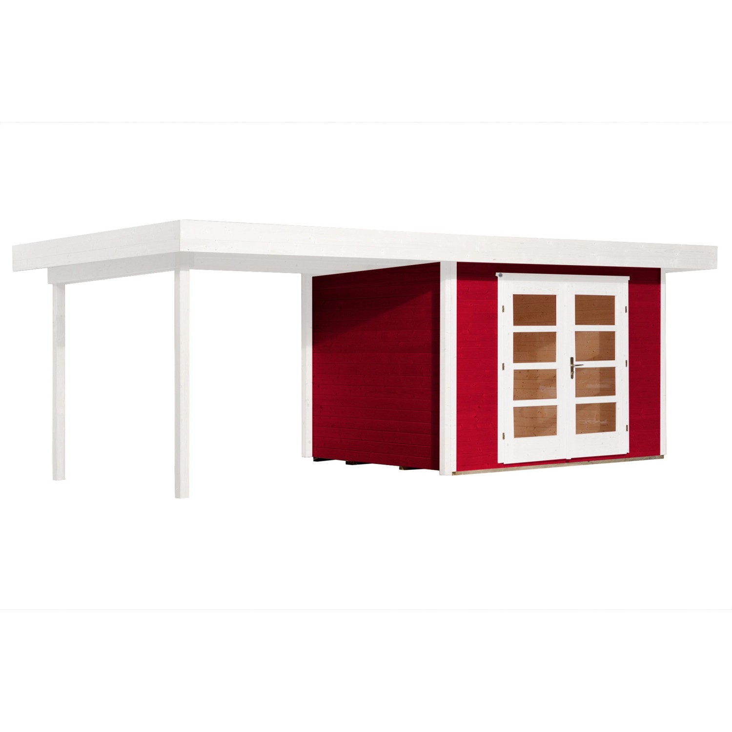Weka Gartenhaus/Gerätehaus Savona Gr. 2 B Schwedenrot B x T:  590 x 300 cm davon 295 cm Anb