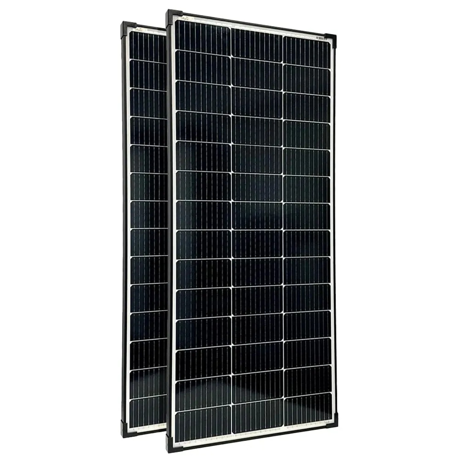 Offgridtec Solaranlage Autark XL-Master 300W mit zwei schwarzen Solarmodulen.