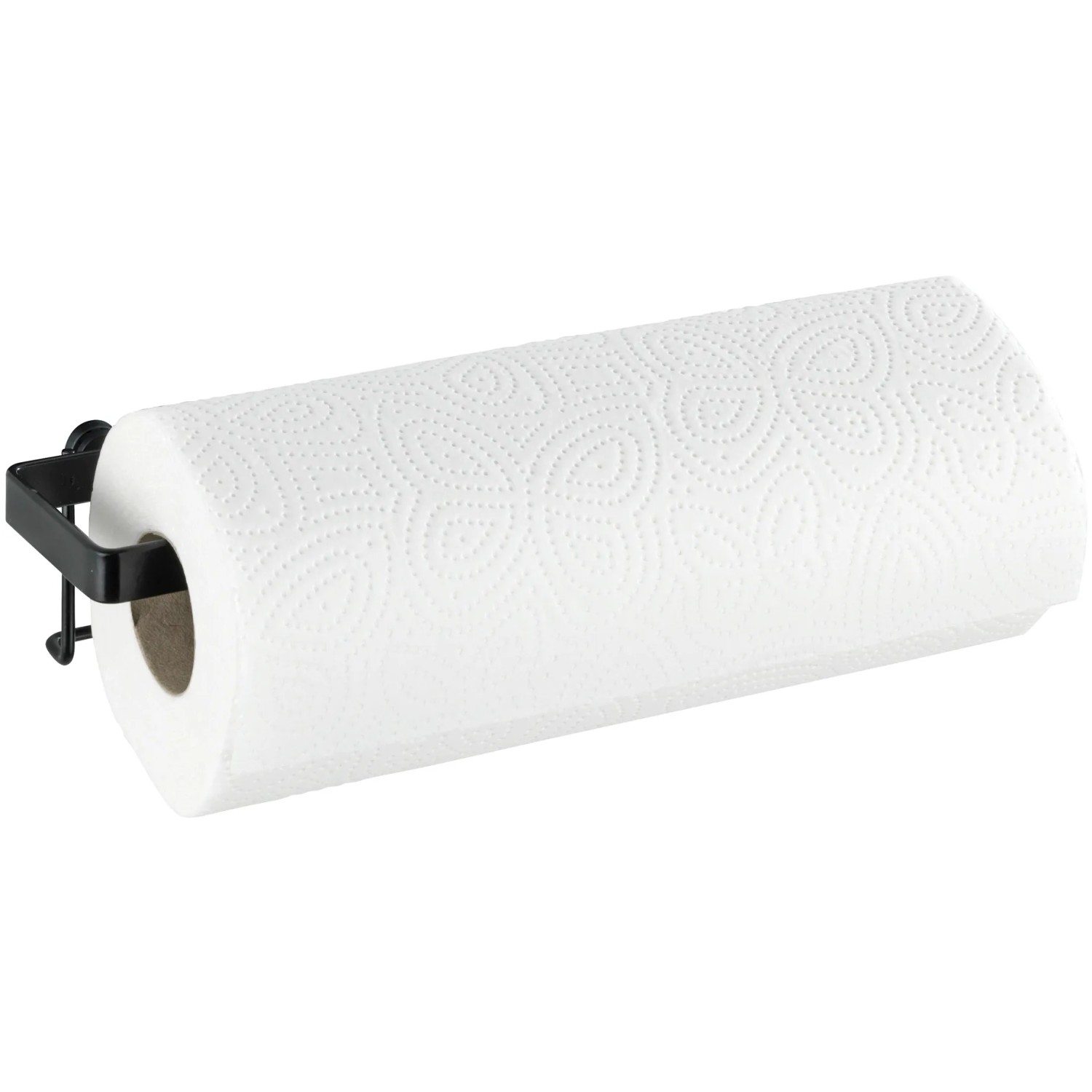 Wenko Küchenrollenhalter Gala, Wandmontage, schwarzer Stahl mit Küchenrolle.