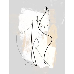 Pro Art Dekopanel: Abstraktes Frauenportrait als Strichzeichnung, 40x30 cm.