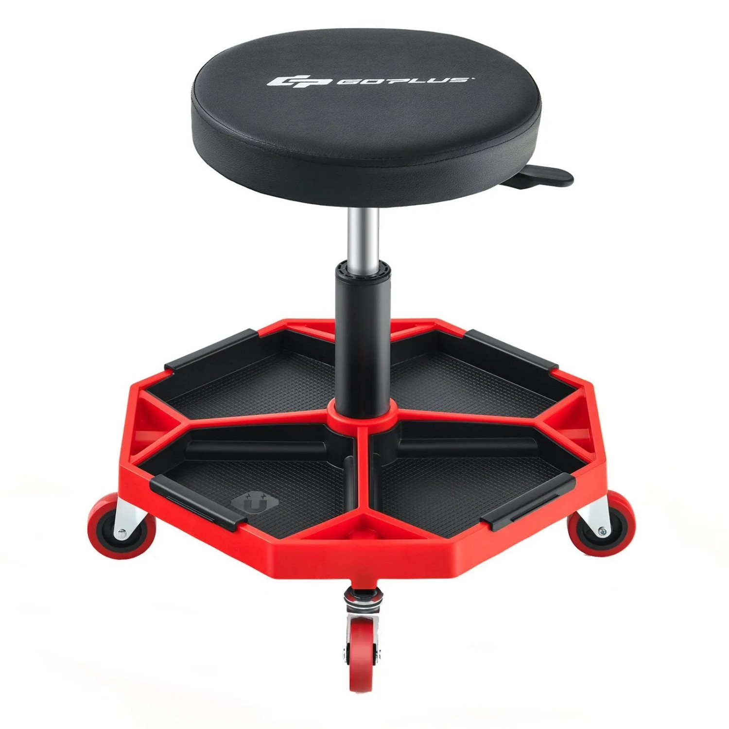 Costway Werkstatthocker 150 Kg Belastbar Höhenverstellbar Rot