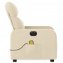 Elektrischer Massagesessel, creme Stoff, mit Fernbedienung in Seitentasche. Relaxsessel für entspannte Stunden.