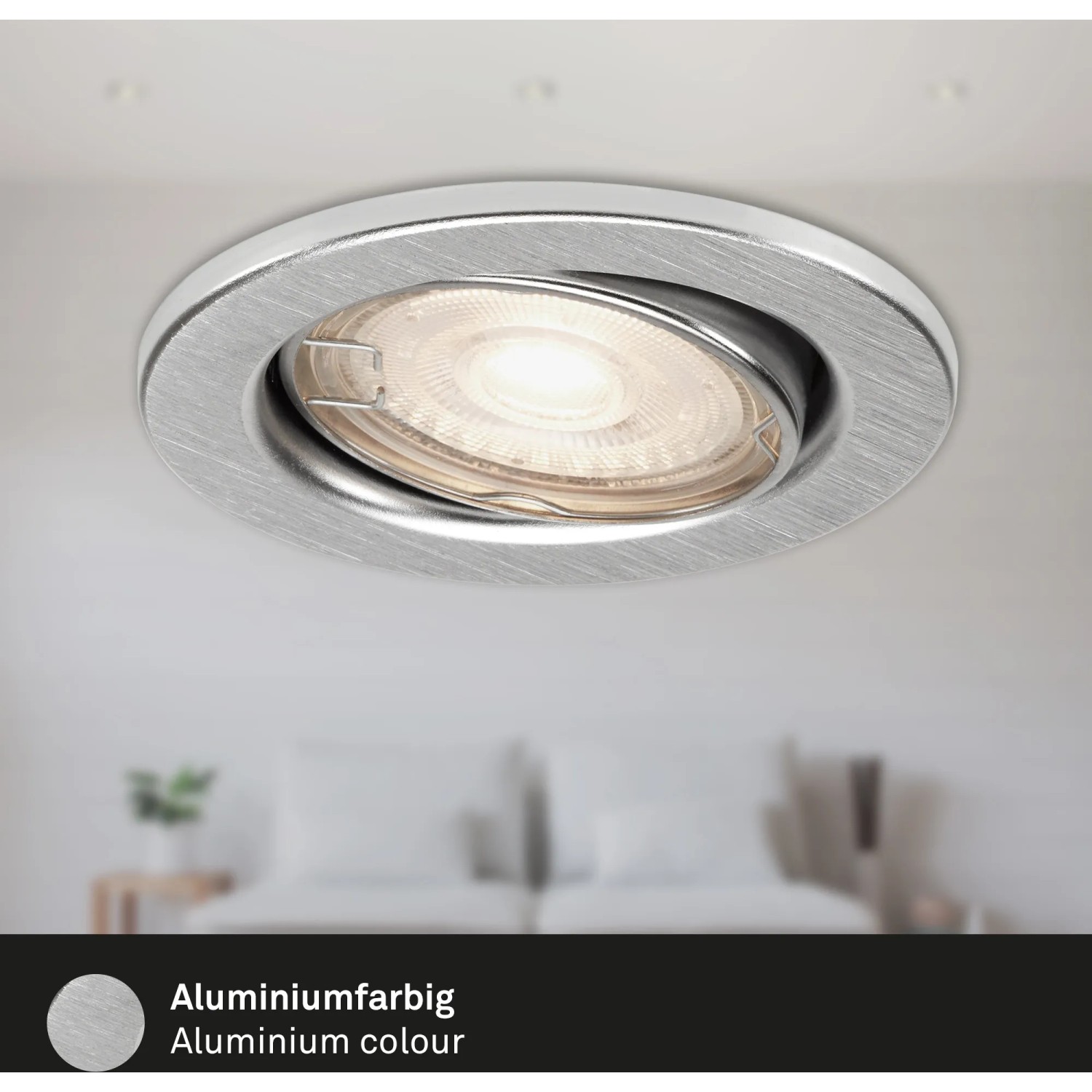 Briloner LED-Einbaustrahler in Aluminium, runder Spot für Innenräume.
