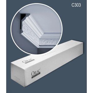 ORAC DECOR C303 LUXXUS Zierleisten Set, 10 Stuckprofile (20 m), weiße Deckenleiste im Rokoko/Barock Stil.