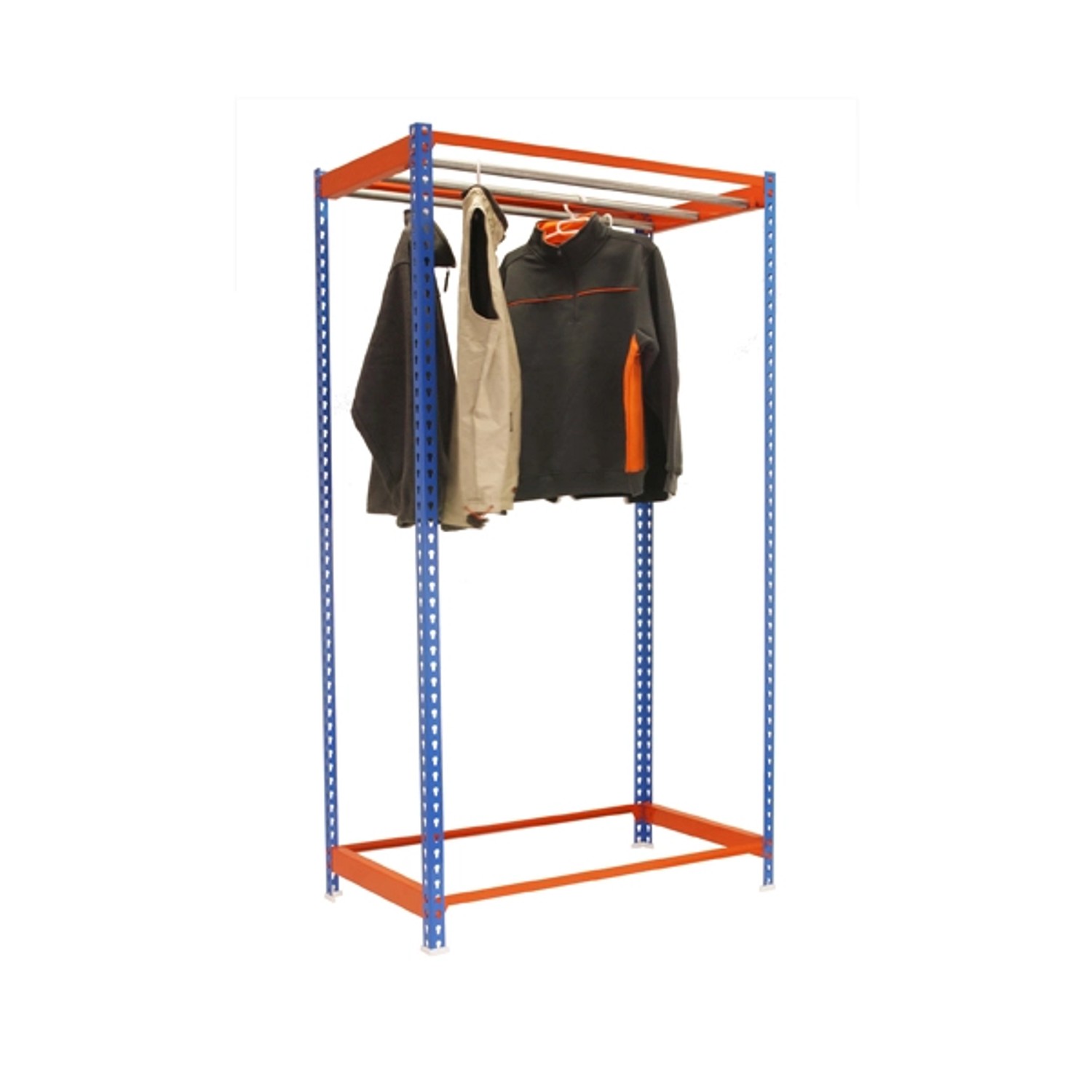 PROREGAL Kleiderstangenregal Metal Einzel HxBxT 300 x 120 x 50 cm Blau/Oran günstig online kaufen