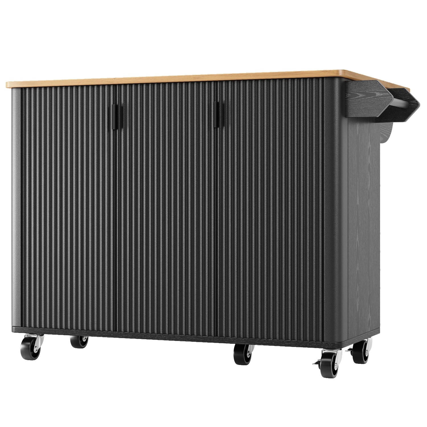Okwish Kücheninsel Mit Rollen Gewürzregal Verstellbar Küche 130x45x92cm Schwarz