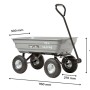 Haemmerlin Gartenwagen mit Kipper 4x4, grau, mit 4 Rädern und 75L Mulde.